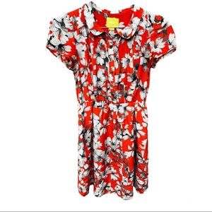 Anthropologie Red and White Floral Dress